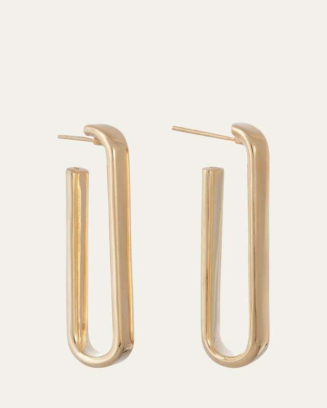 18K Yellow Gold Paperclip Hoop Earrings